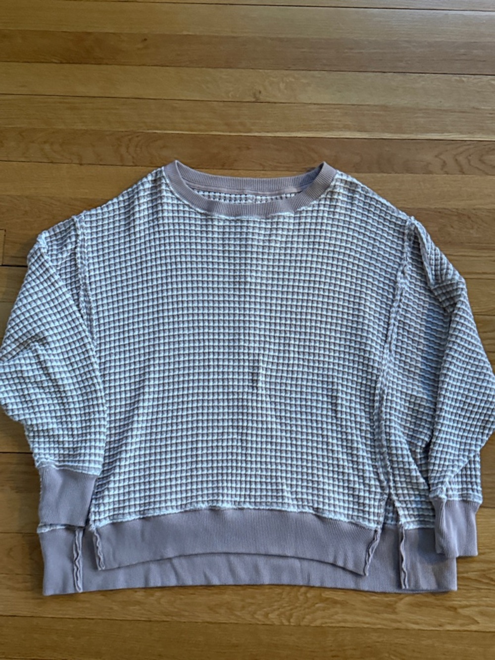 American Eagle Outfitters Waffle Crewneck Sweater in Light Mauve